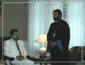 Bishop Bagrat addressing Ambassador Papian, members of the Embassy staff and the guests.